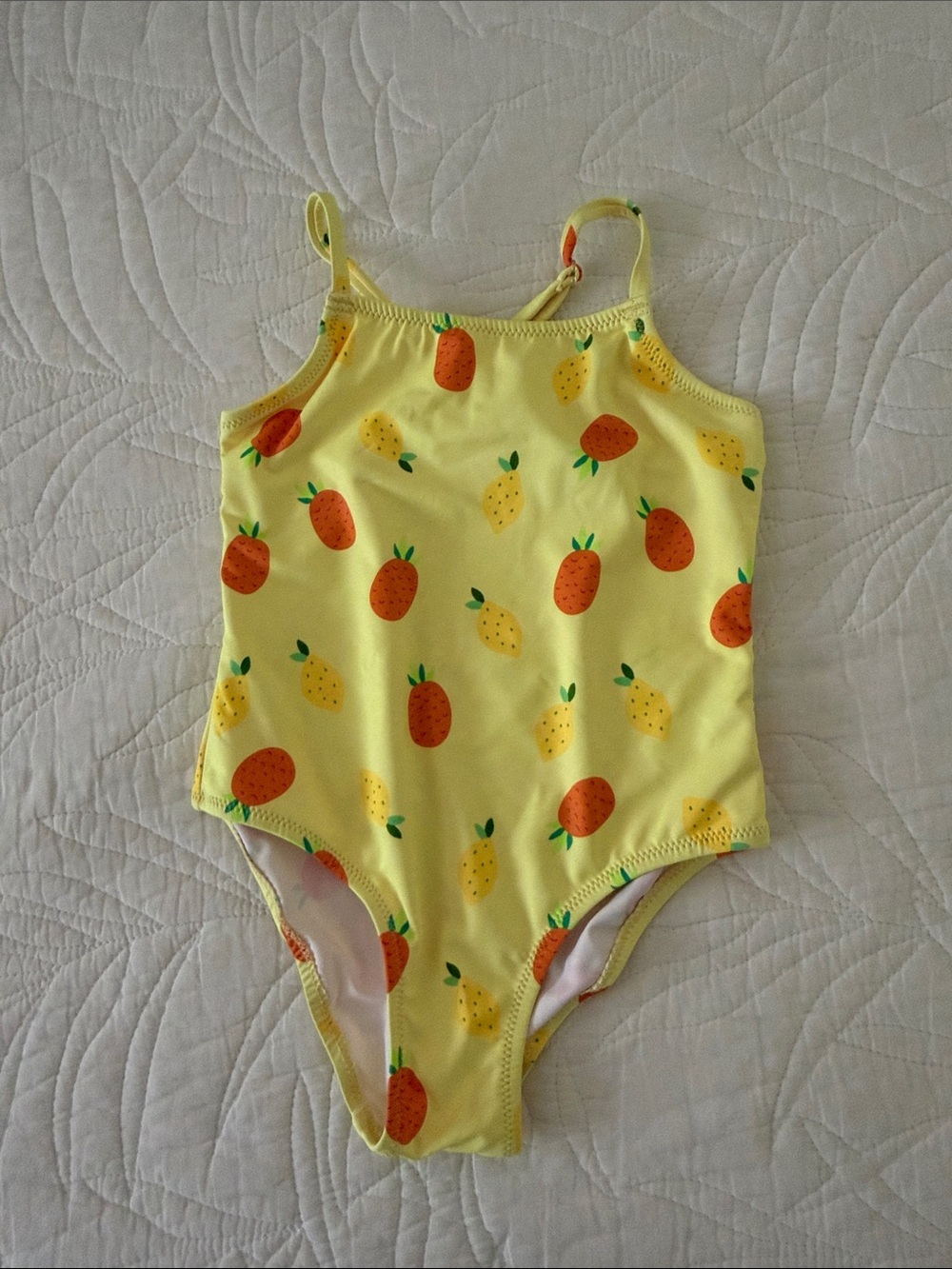 Zara Kids Yellow Pineapple Print One-Piece Swimsuit